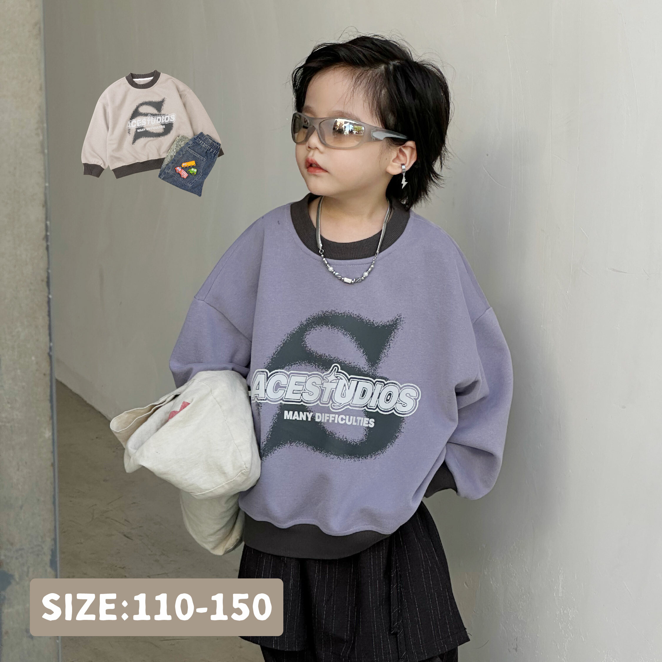 【H45041】質感噴墨潮流英字圓領上衣