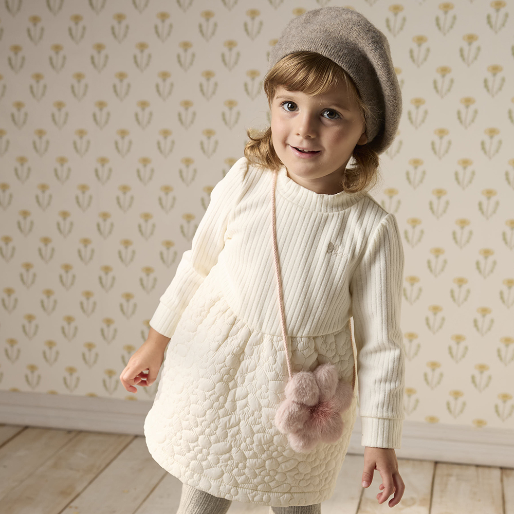 PIPPY 小立領可愛小花造型包洋裝 白