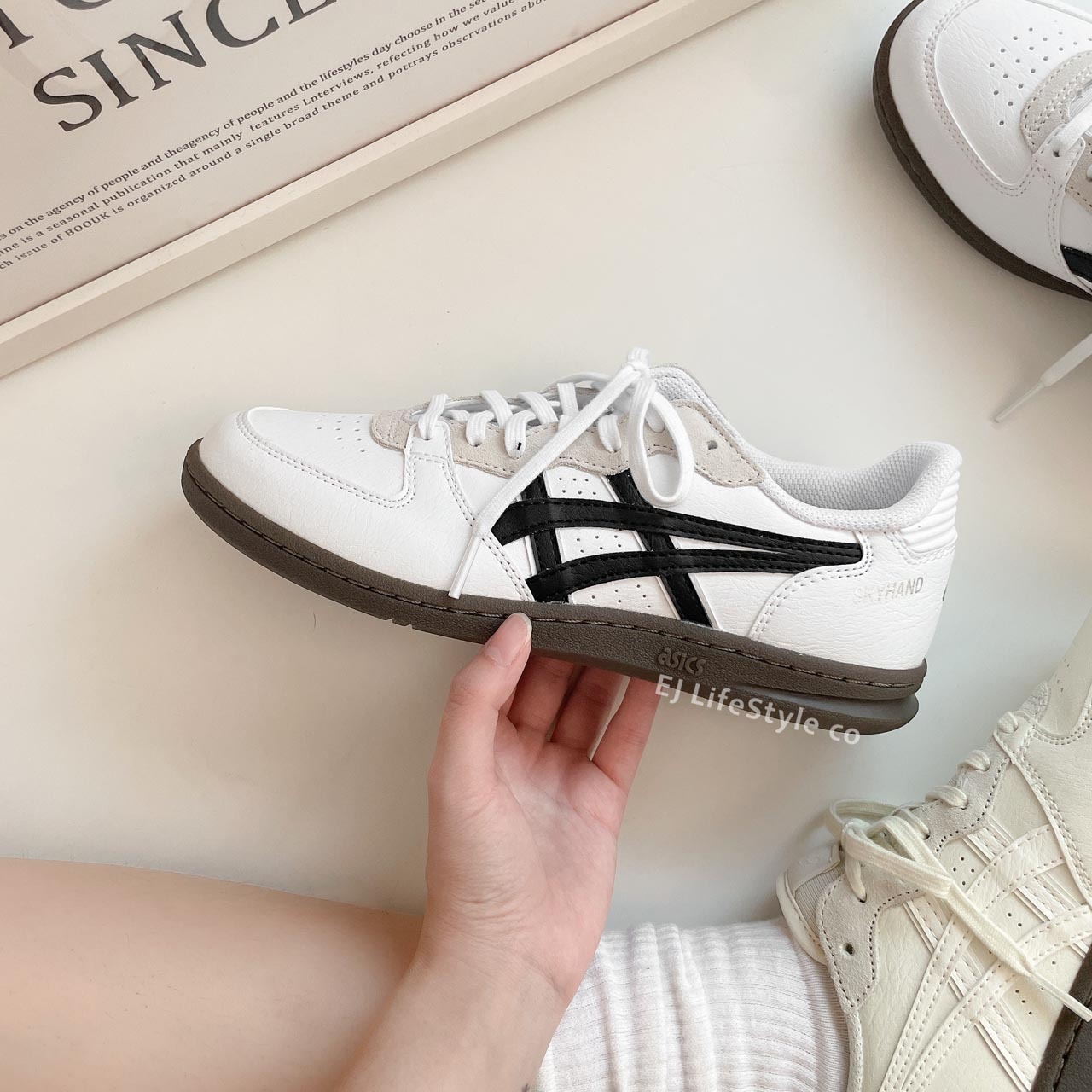 ASICS SKYHAND OG 白色 白黑 焦糖底 復古 麂皮 仿皮革 男女鞋 1203A451-101 / 調貨