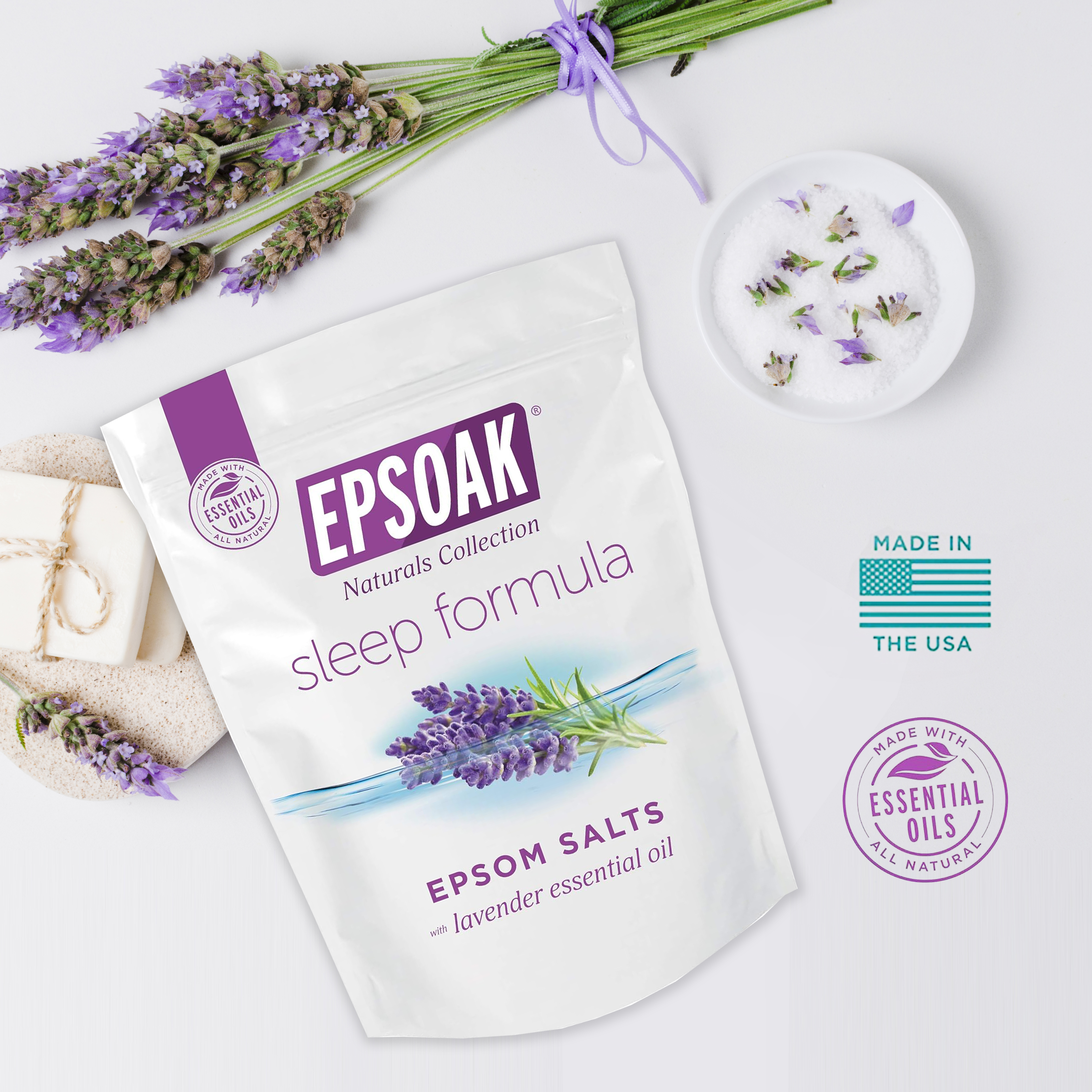 排毒聖品｜美國天然浴鹽/鎂鹽/瀉鹽【放鬆助眠: 蘆薈薰衣草】高性價比(2磅裝) 溫泉般高礦物體驗