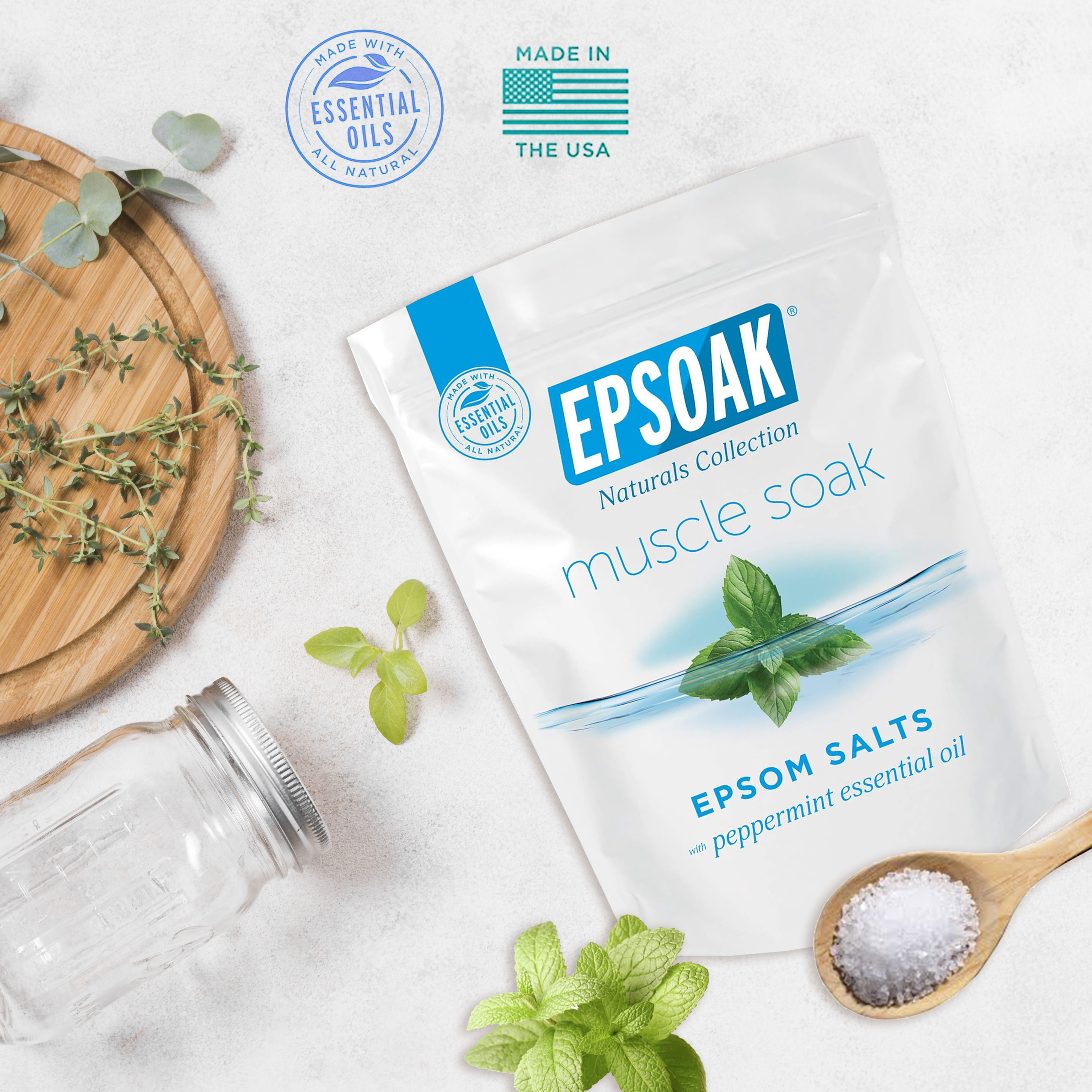 排毒聖品｜美國天然浴鹽/鎂鹽/瀉鹽【肌肉舒緩: 薄荷尤加利】高性價比(2磅裝) 溫泉般高礦物體驗