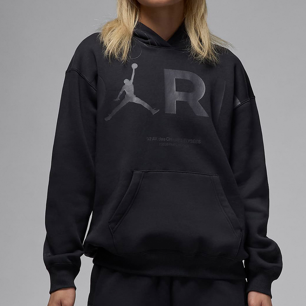 Nike J PSG BRKLN FLC GFX PO 女款 黑色 運動 喬丹 寬鬆 刷毛 長袖 FV7755-045