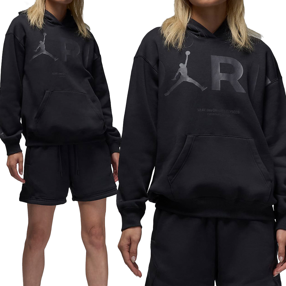 Nike J PSG BRKLN FLC GFX PO 女款 黑色 運動 喬丹 寬鬆 刷毛 長袖 FV7755-045