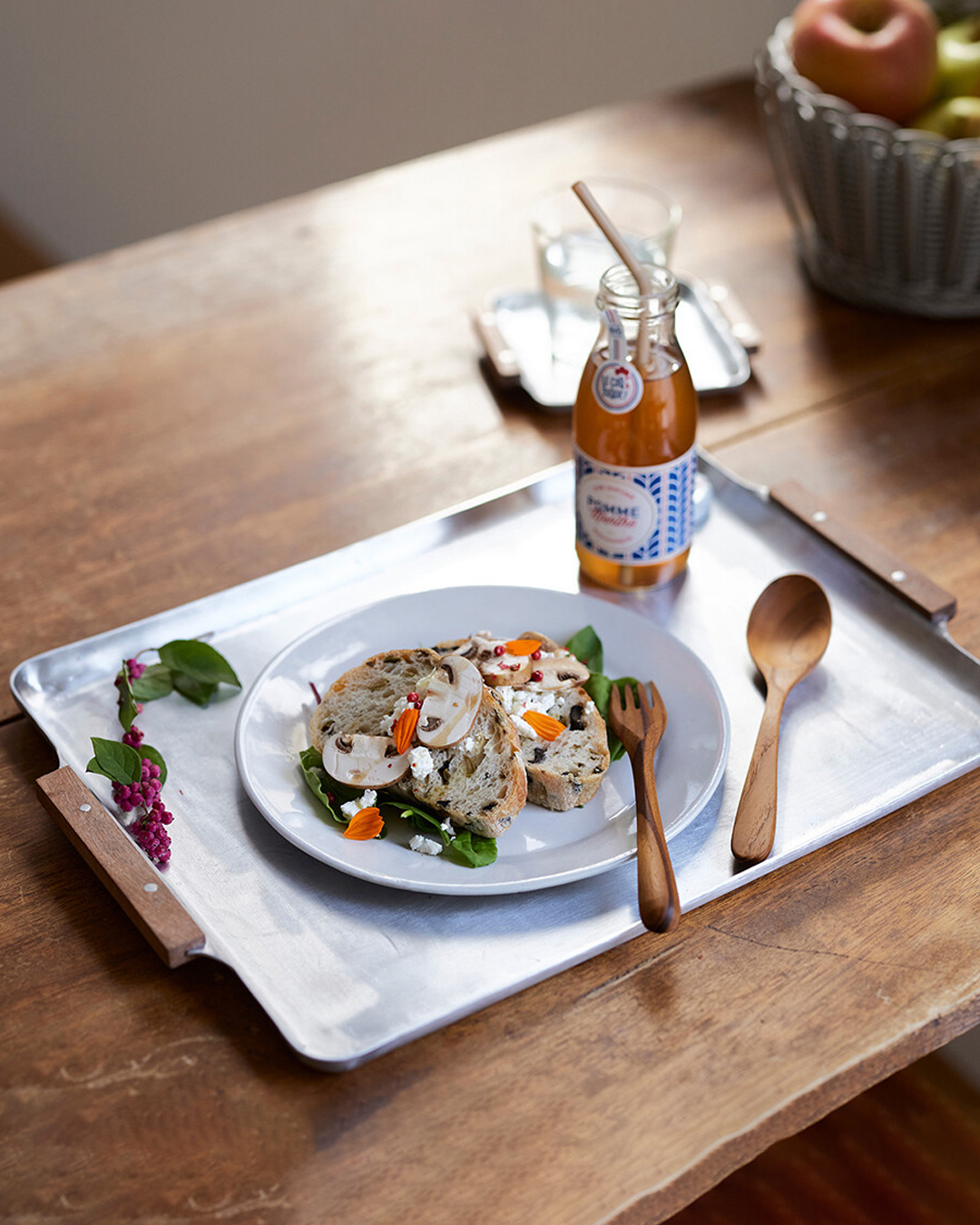 懷舊木柄鋁製 托盤 L｜shesay