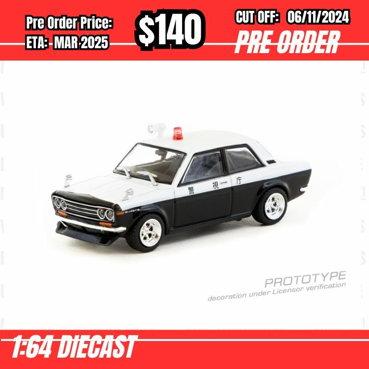 PO-$140 * Tarmac * 1:64 Datsun 510 Police Car [OD24/10]