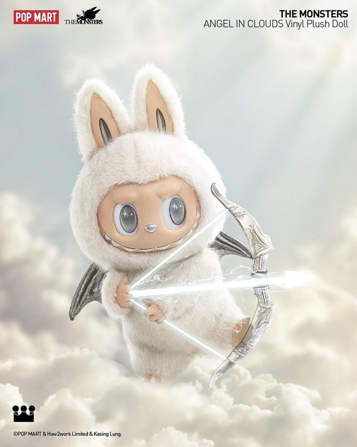 POPMART 泡泡瑪特 The Monsters Angel In Clouds 天使ZIMOMO 白銀色 糖膠毛絨公仔 58公分/預購