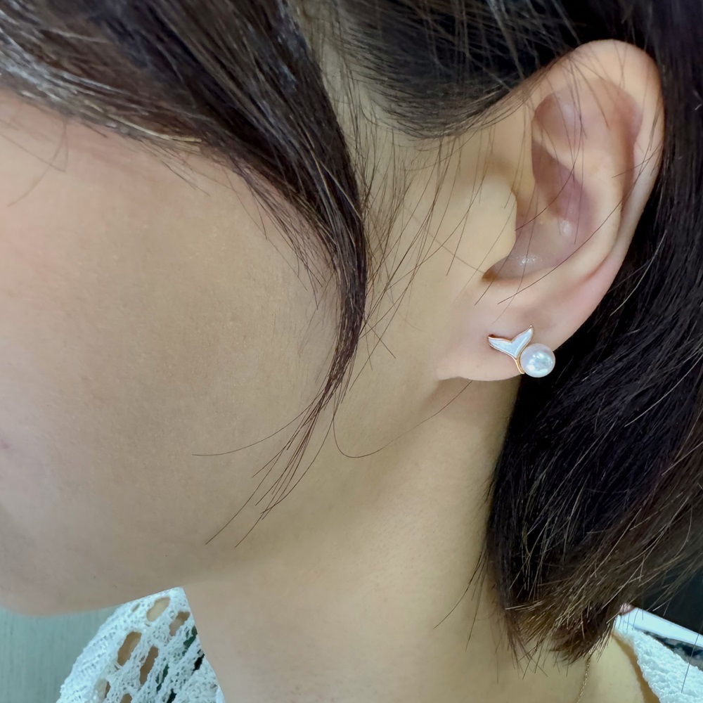 【me.luxe】K18珍珠美人魚耳環6.5mm