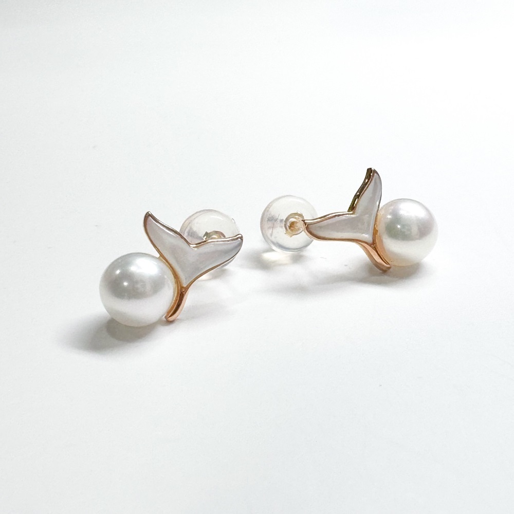 【me.luxe】K18珍珠美人魚耳環6.5mm