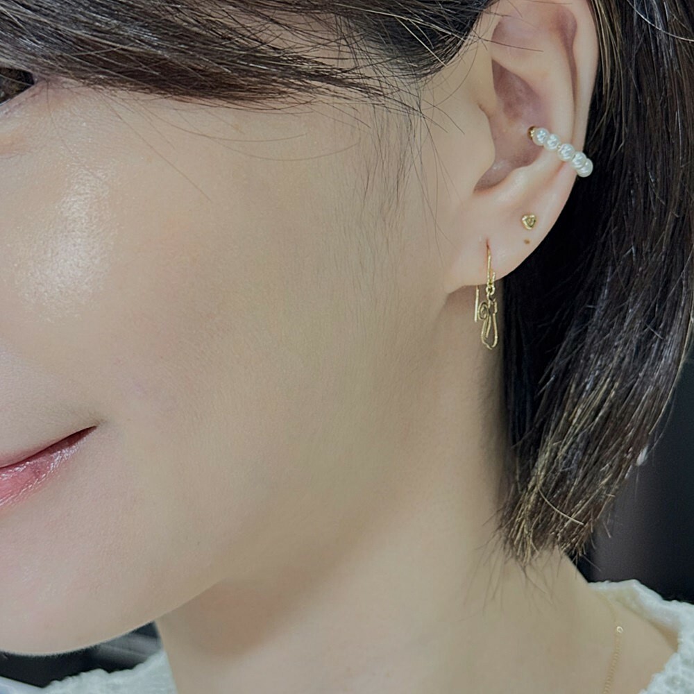 【me.luxe】K18金球珍珠耳骨夾(單只)