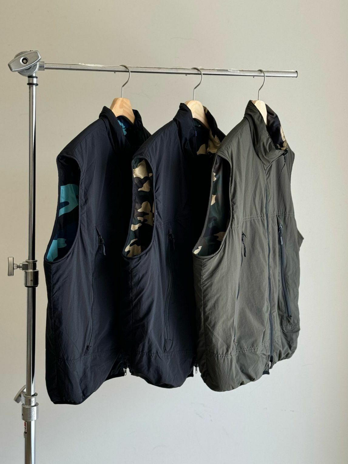 迷彩拼淨色企領拉鍊背心褸(雙面) DDM-049V