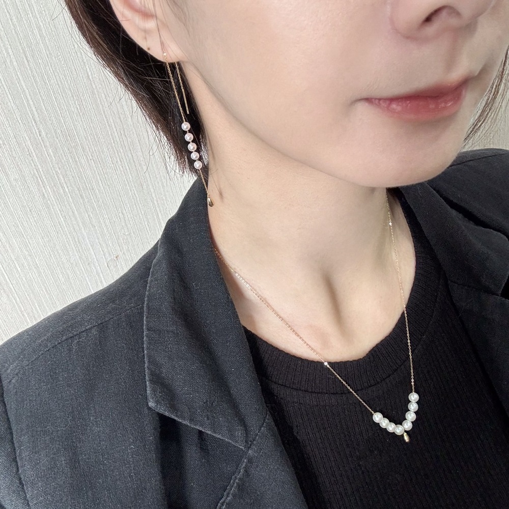 【me.luxe】K18珍珠點點金錐項鍊