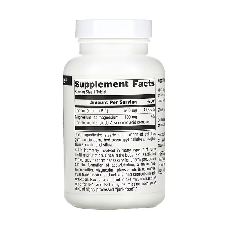 Source Naturals, High Potency B-1, 500 mg, 100 Tablets