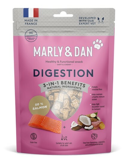 ($100/3件)法國Marly&Dan 貓小食 低溫烘焙三文魚粒 腸道增強配方40g
