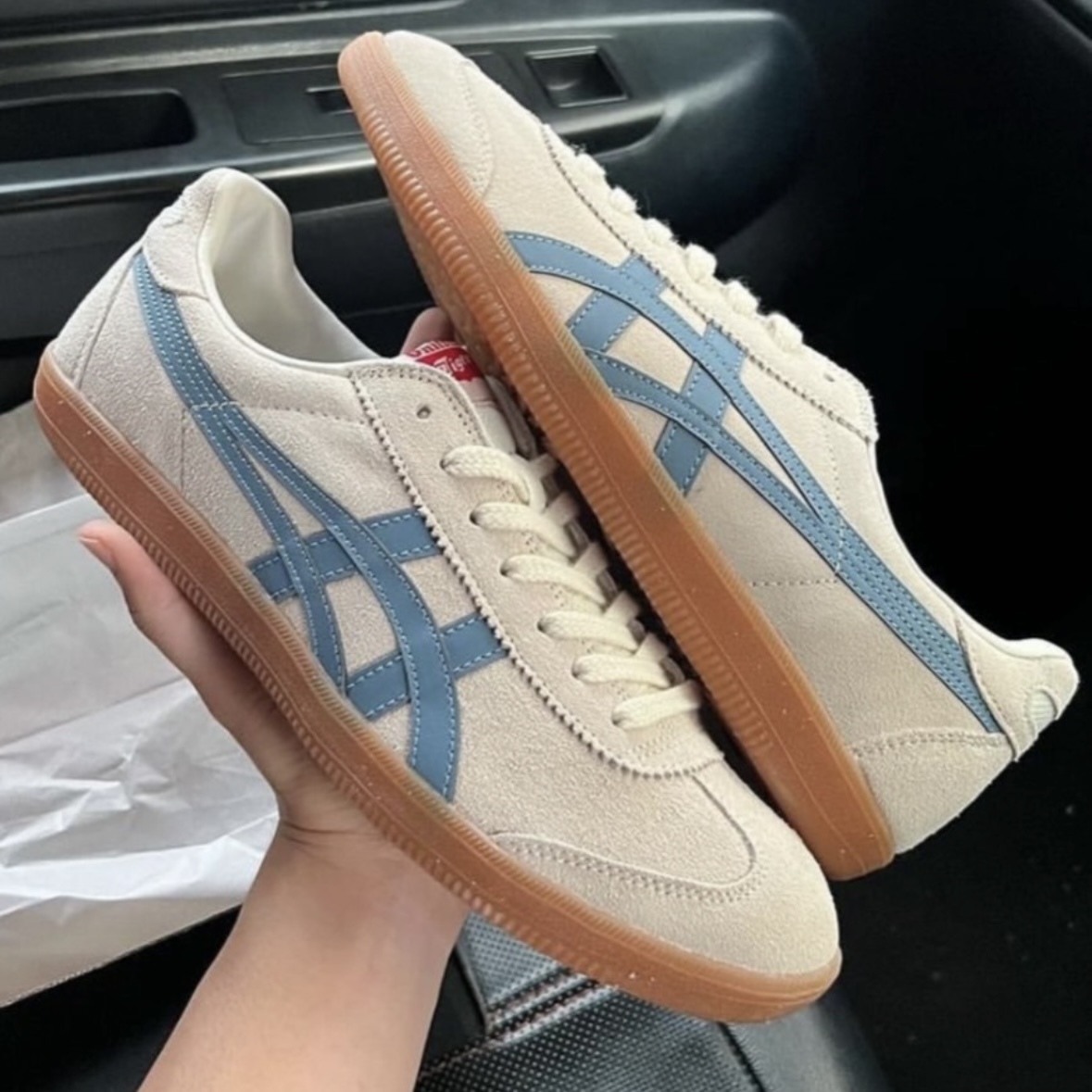 【現貨】Onitsuka Tiger Tokuten 鬼塚虎 帆布鞋 麂皮 焦糖底 淺米藍