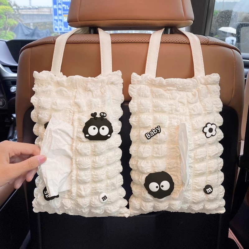 《5057》可愛大眼小煤球車用掛式面紙套