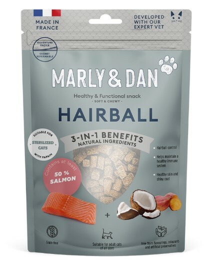 ($100/3件)法國Marly&Dan 貓小食 低溫烘焙三文魚粒 去毛球配方 40g