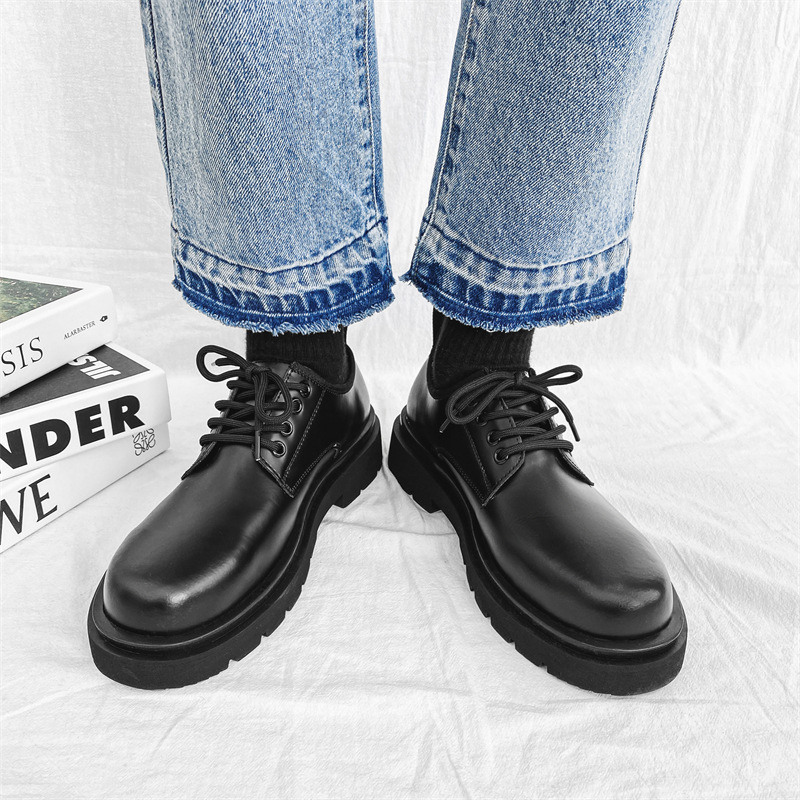 （亮面）韓版5cm厚底增高德比鞋，小個子穿搭必備