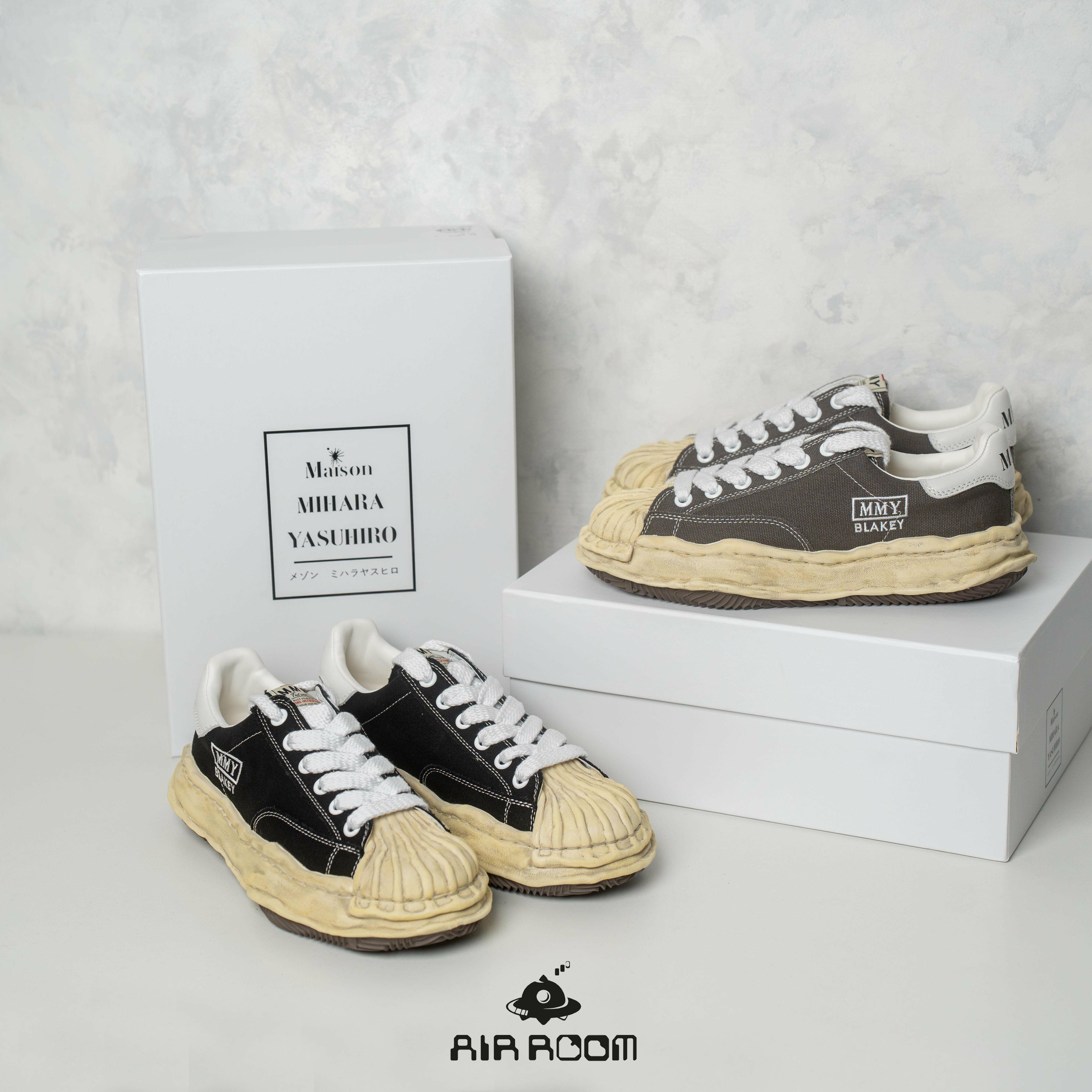 2024SS MAISON MIHARA YASUHIRO MMY BLAKEY OG Dyed Sole Canvas Low-top Sneaker 貝殼頭 洗舊 仿舊 水洗 刷色 開口笑 溶解鞋 現貨 A13FW728