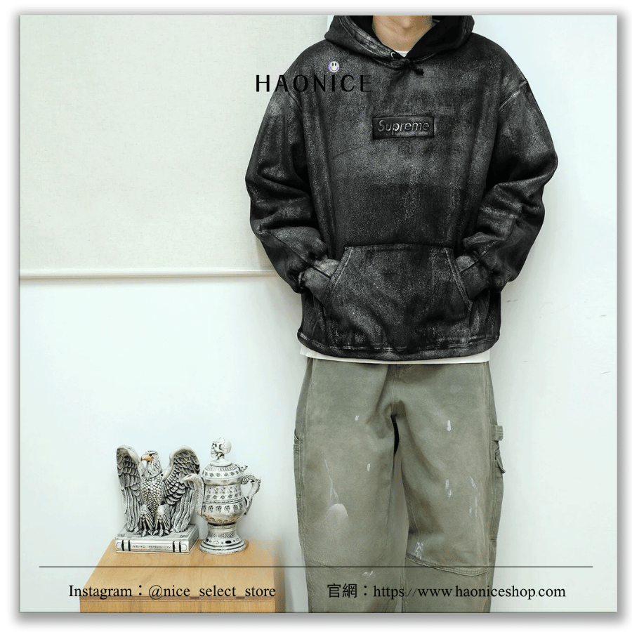 【NICE 歐美日韓代購】24SS SUPREME秋季新款🍁經典logo馬吉拉刷漆長袖 帽T 厚磅 粉刷