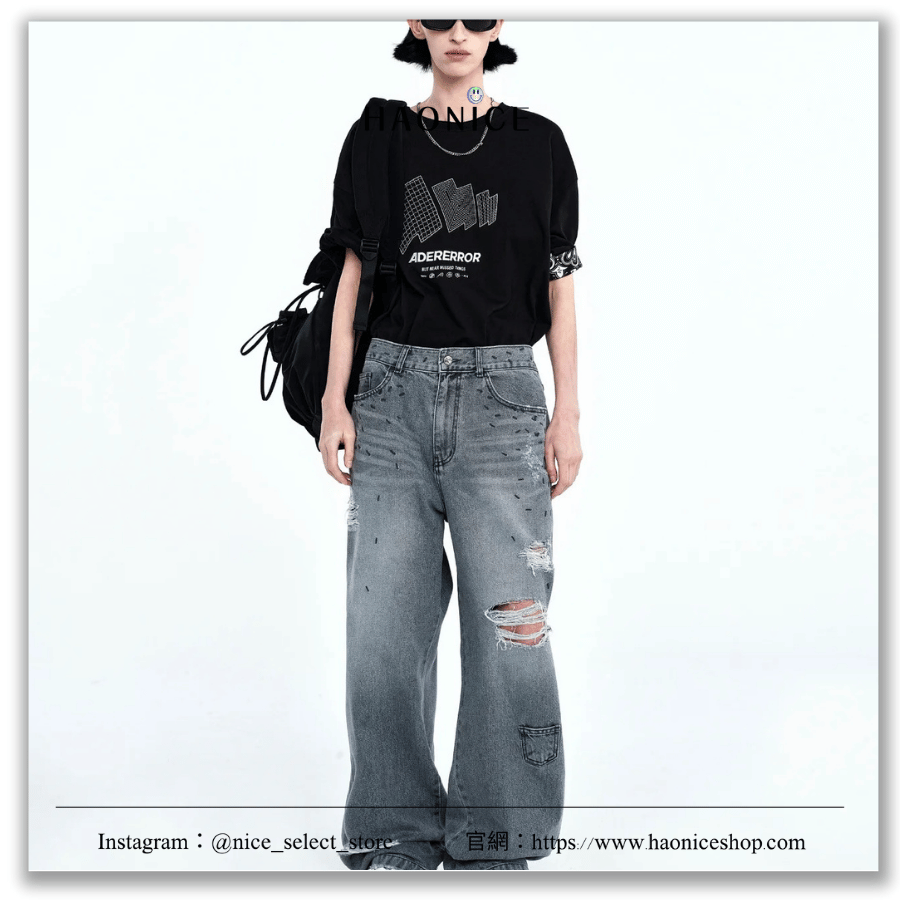 【NICE 歐美日韓代購】24SS Ader Error正韓🇰🇷韓國經銷商🔥復古水洗刷破補釘牛仔褲 休閒長褲 直筒