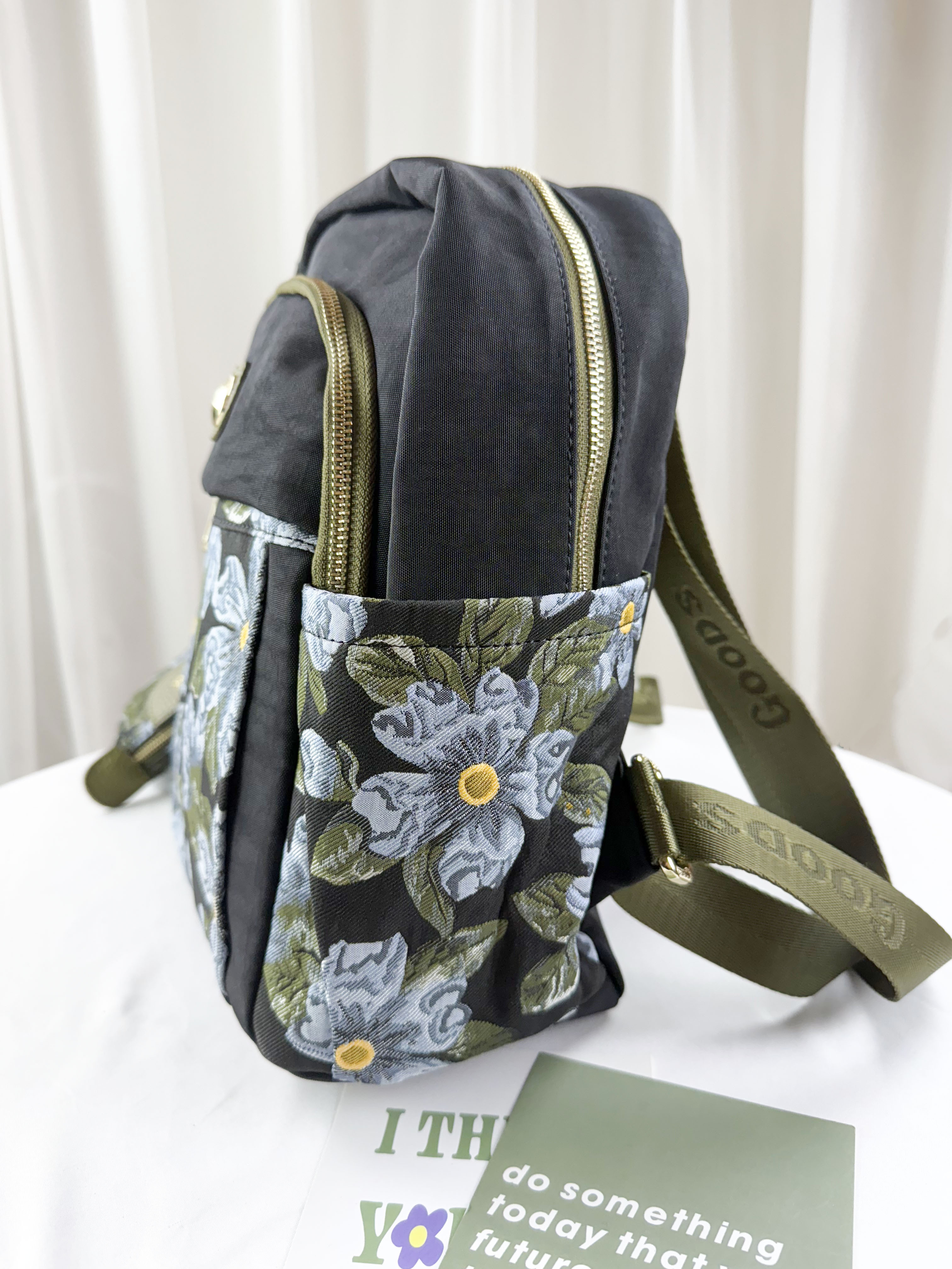 GOODS 提花綠防潑水後背包 附零錢包   #2857