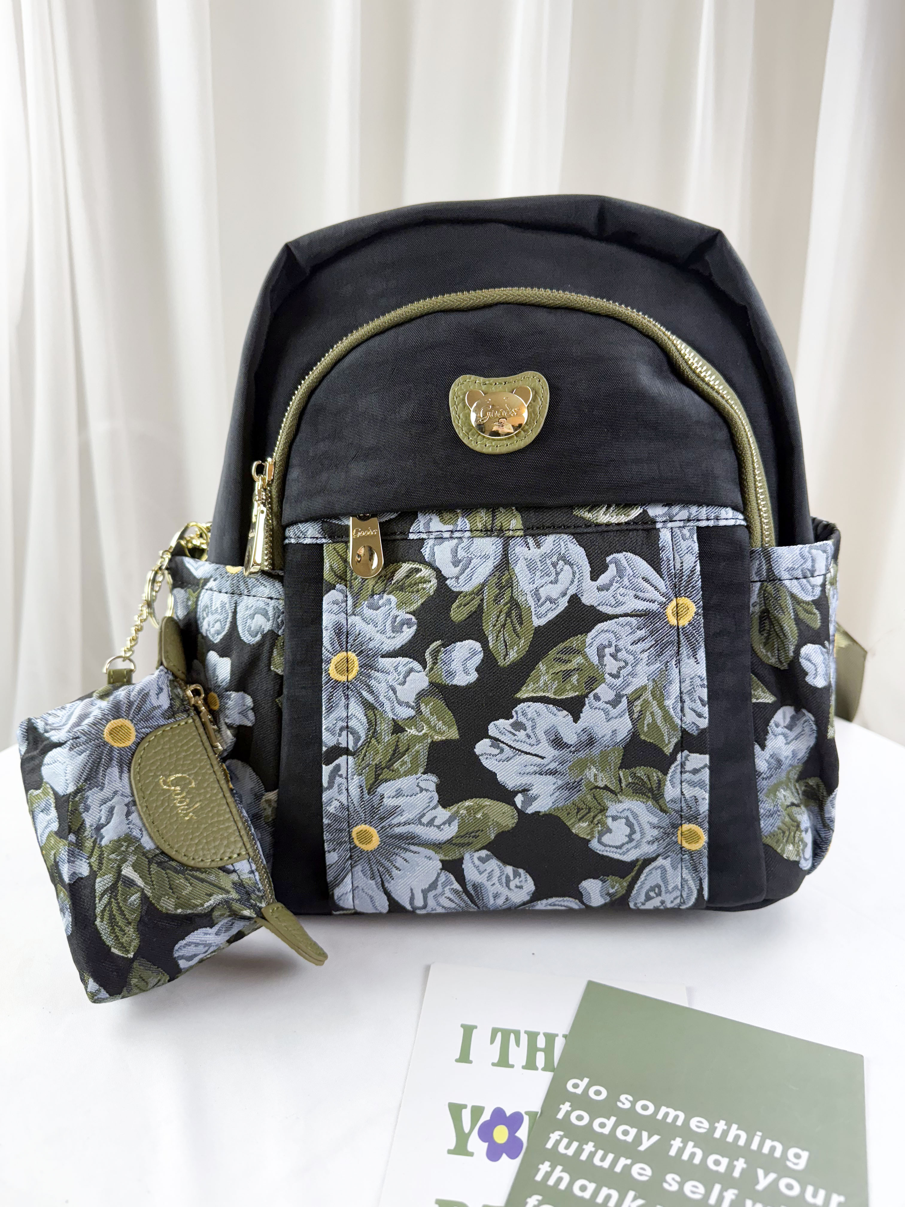 GOODS 提花綠防潑水後背包 附零錢包   #2857