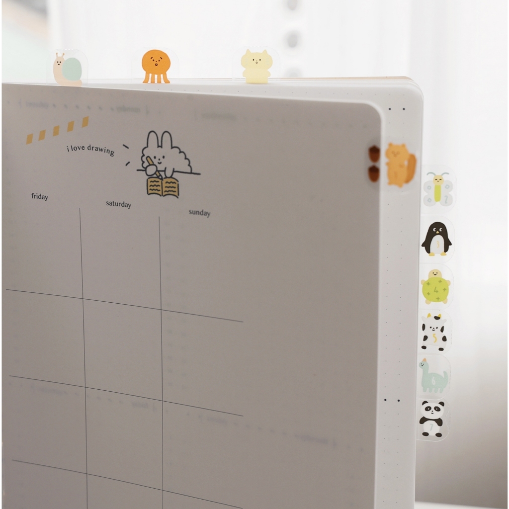 動物 透明月份索引貼紙  ｜右手超人