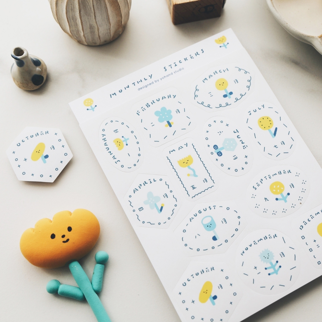 花_月份貼紙｜右手超人