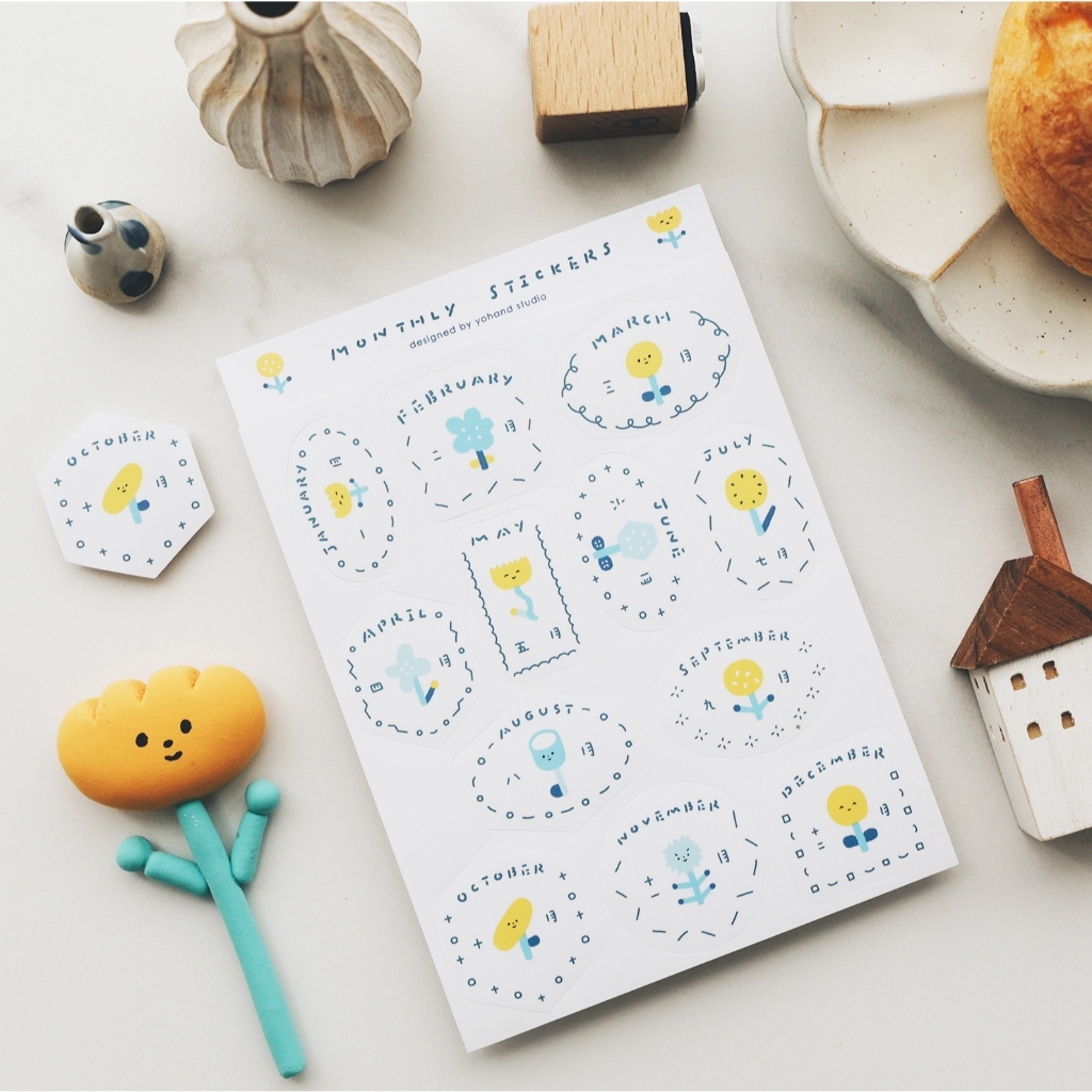 花_月份貼紙｜右手超人