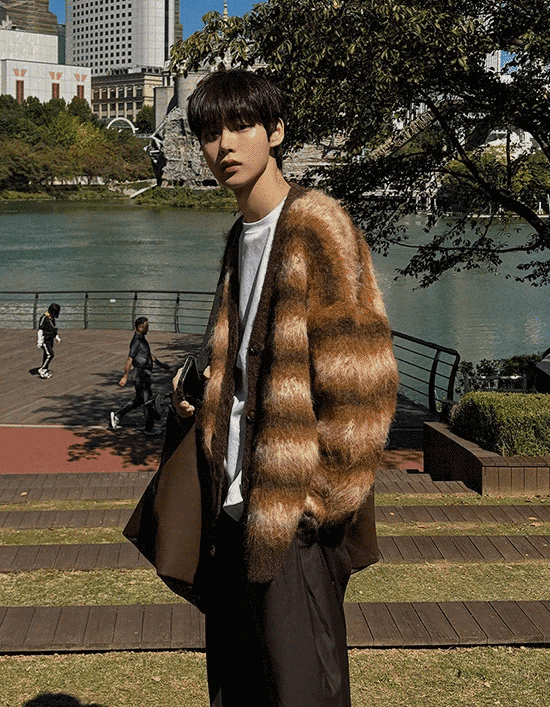 (韓國獨家特價)小熊刷馬海毛開襟衫