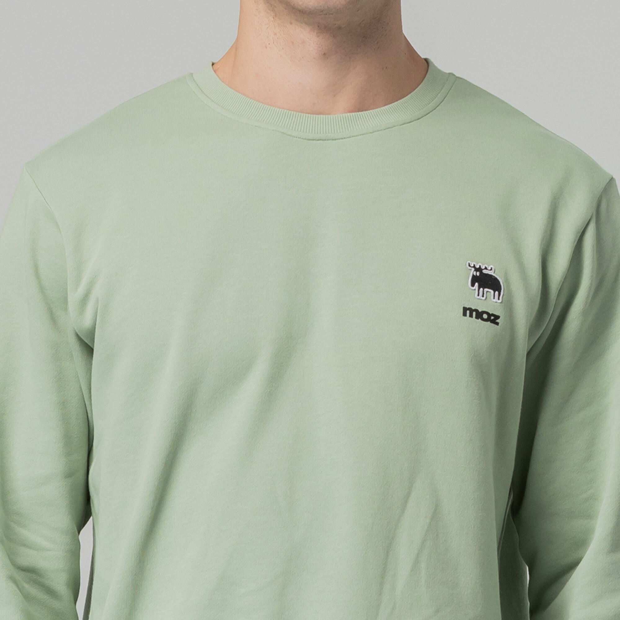 moz瑞典 貼布繡駝鹿 100%純棉 大學T-綠(亞洲版) 男款