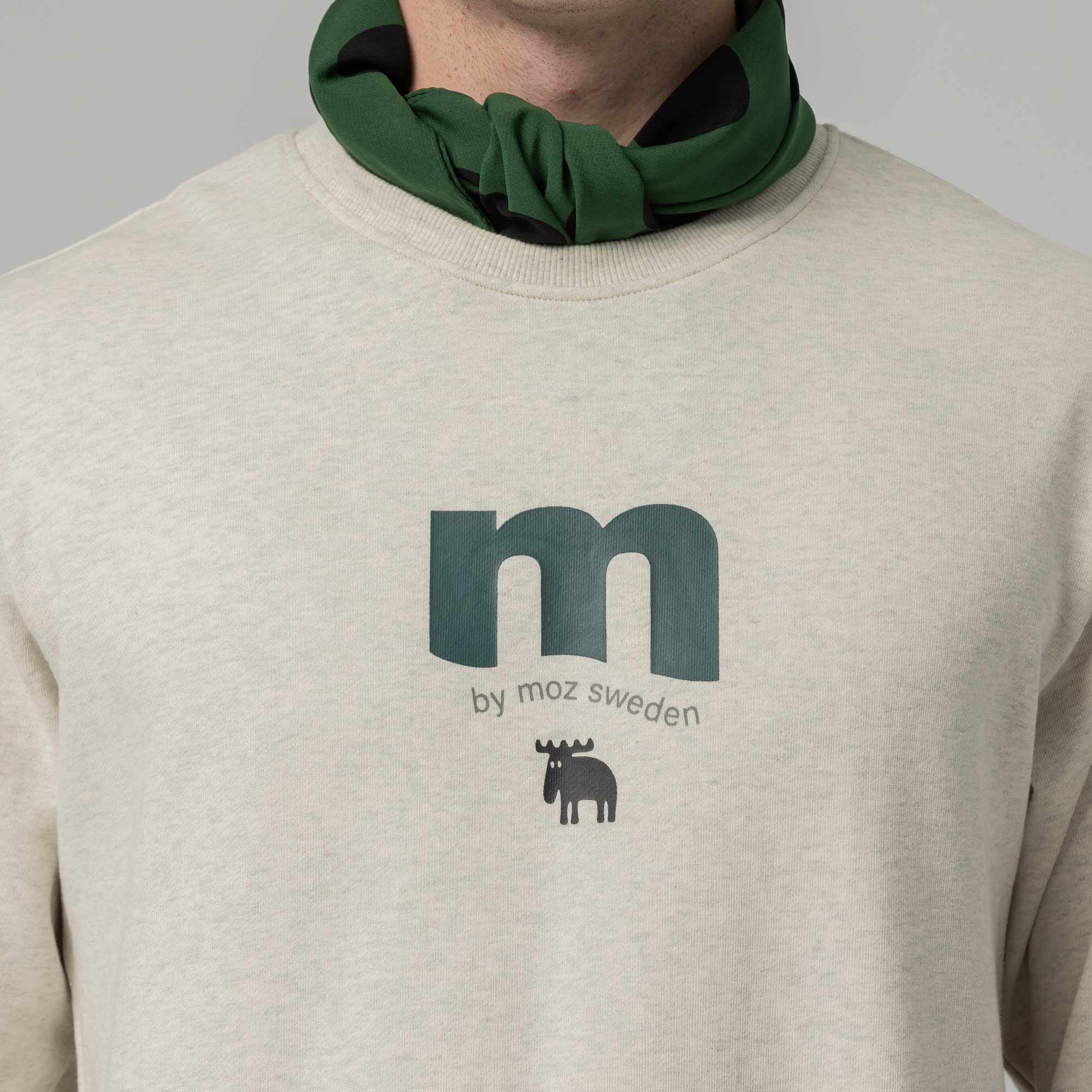 moz瑞典 字母駝鹿 100%純棉 大學T-麻花灰(亞洲版) 男款