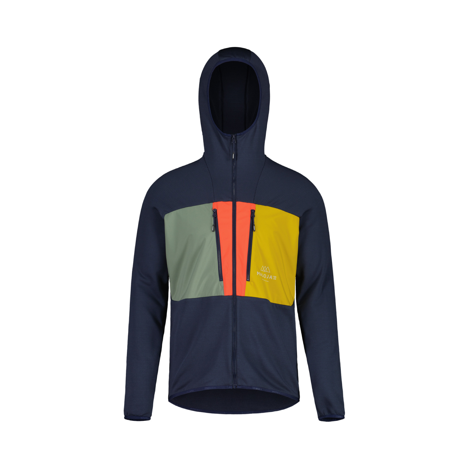 【MALOJA】男快乾彈性多功能連帽外套 / 24MA38265-[藍橘拼]