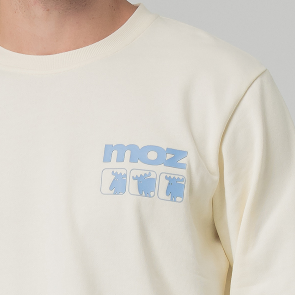 moz瑞典 三隻駝鹿 100%純棉 大學T-奶油白(亞洲版) 男款