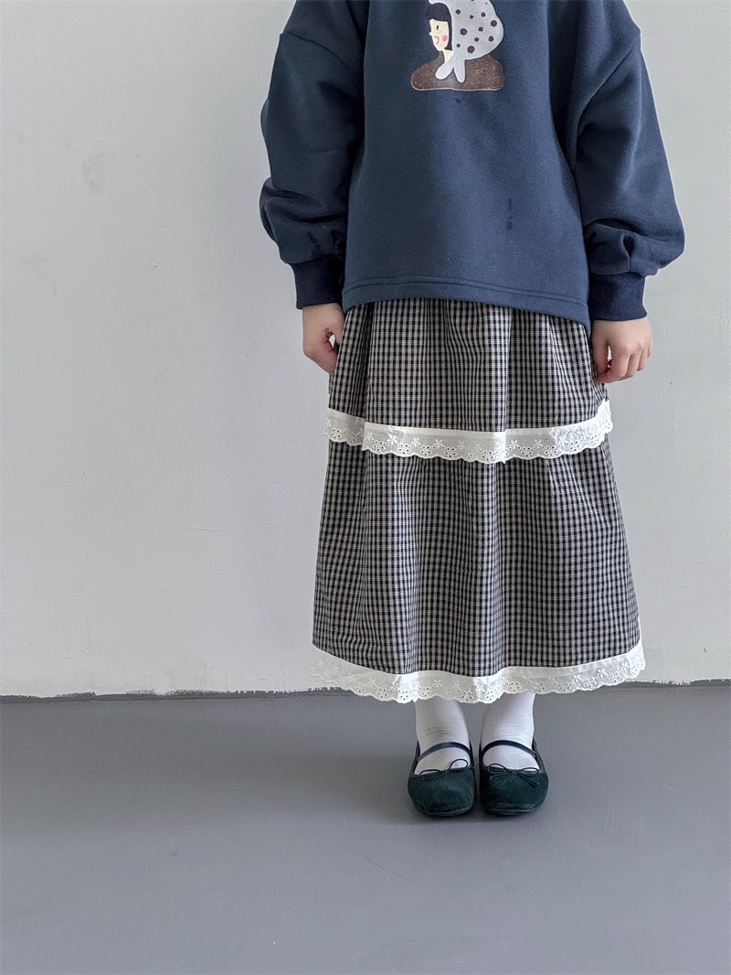 森系花邊格子裙