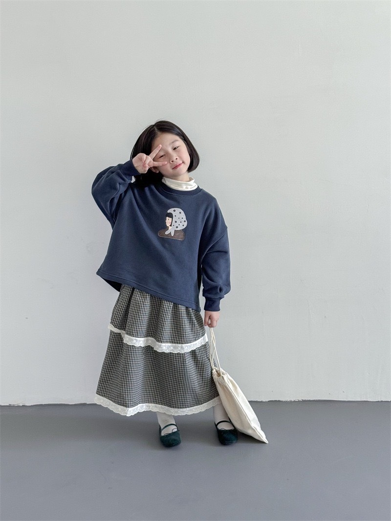 森系花邊格子裙