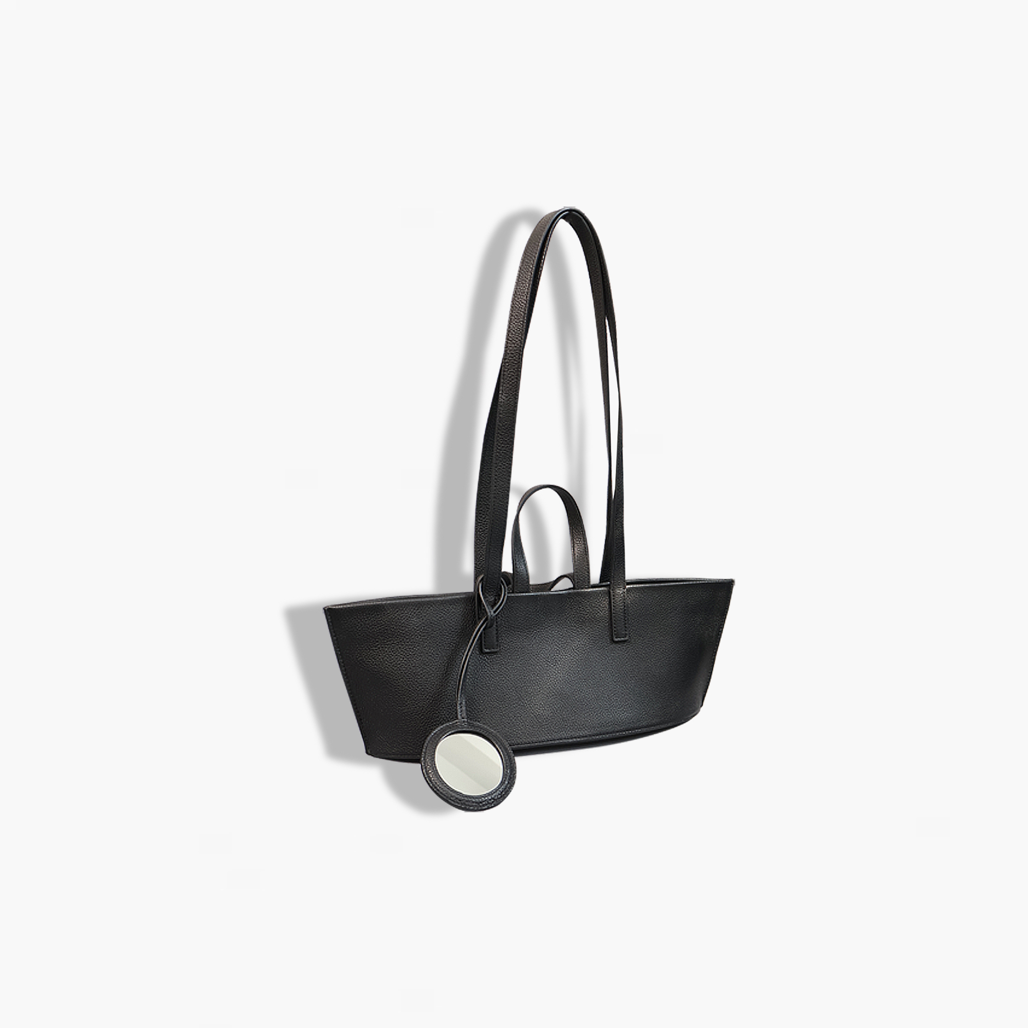 HANAA新款荔枝紋牛皮手提單肩兩用帆船包配一帆風順掛飾鏡