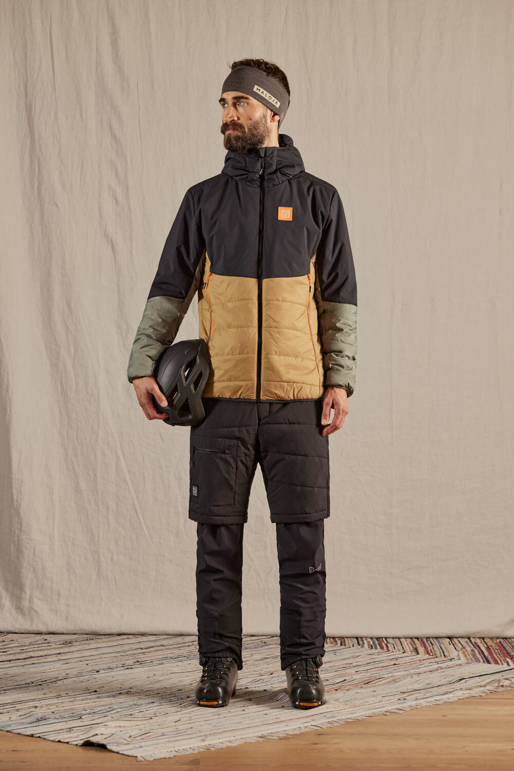 【MALOJA】男Primaloft Gold防風保暖連帽外套 / 24MA38212-[卡其黑]