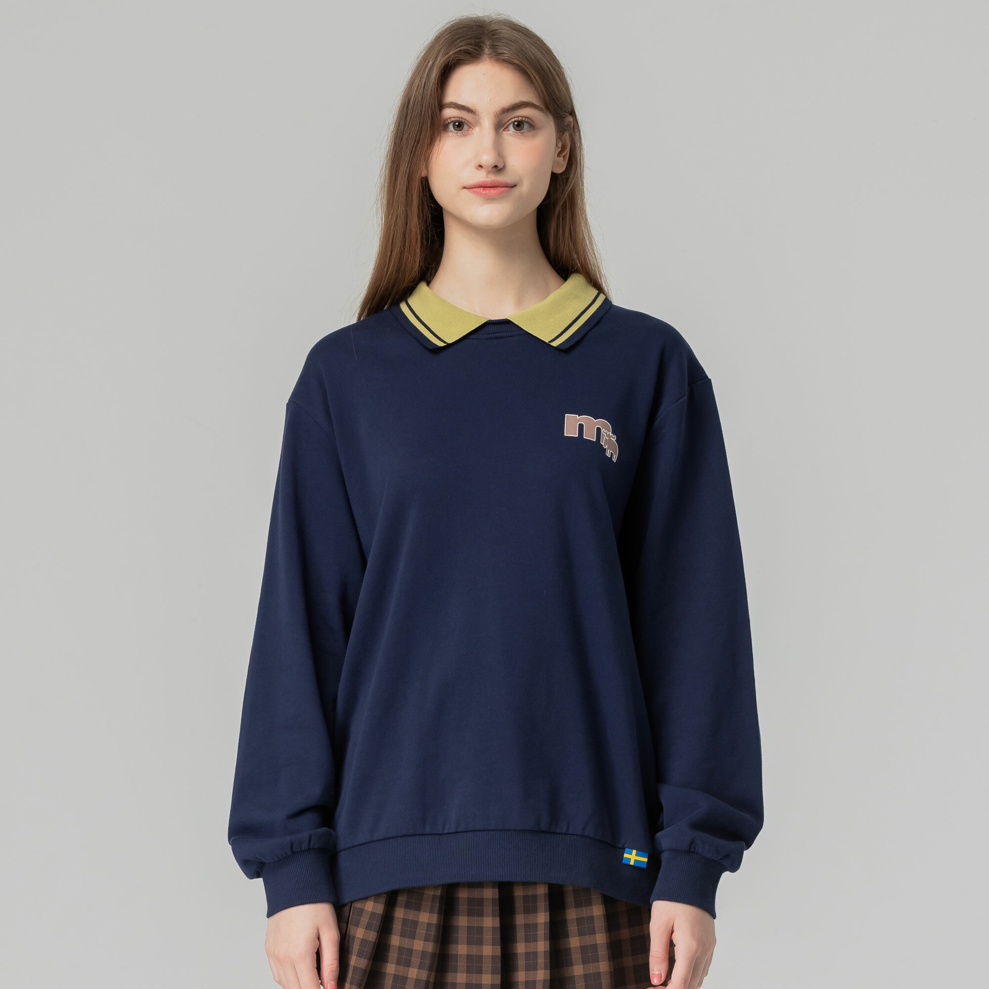 moz Sweden moose 100% cotton college style POLO long T