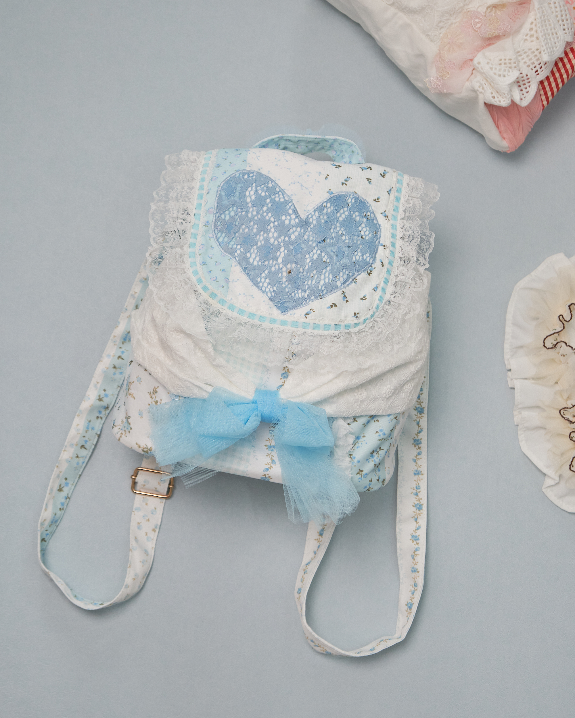 11274 Patchwork Laced Ruffle Canvas Backbag