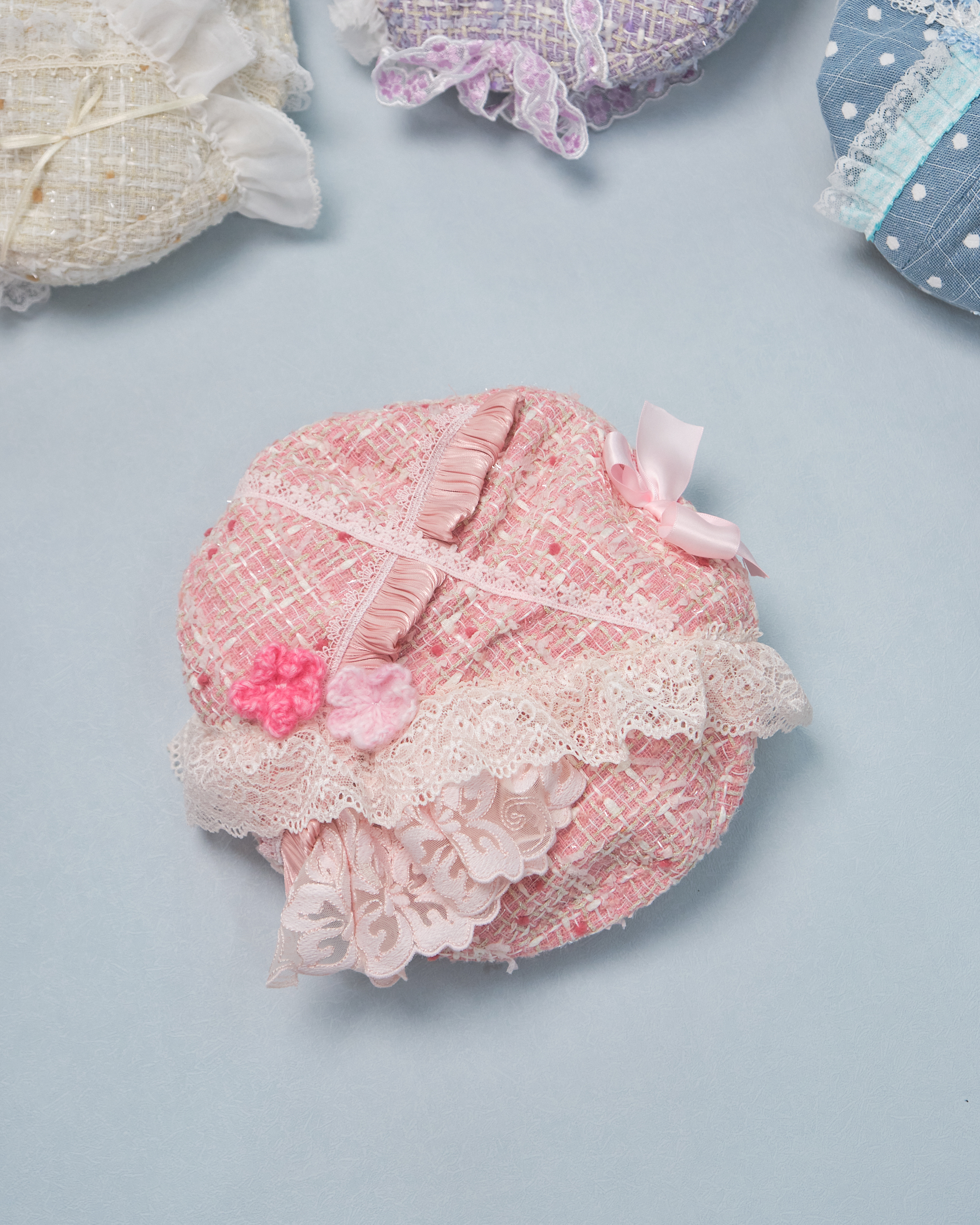 11276 Patchwork Laced Tweed Beret