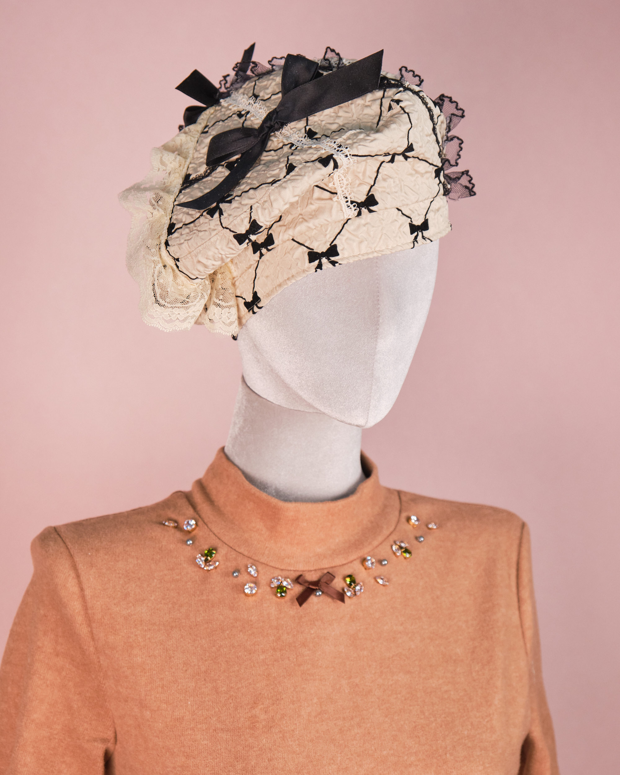 11282 Patchwork Laced Tweed Beret