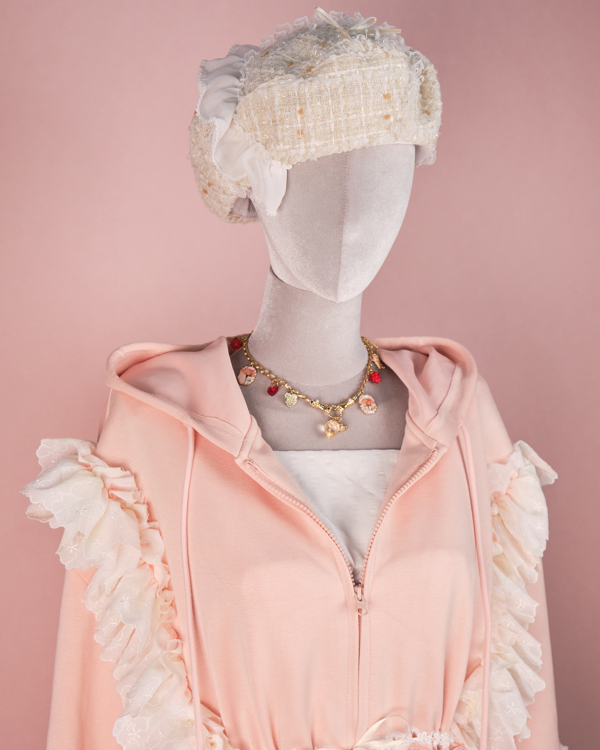 11279 Patchwork Laced Tweed Beret