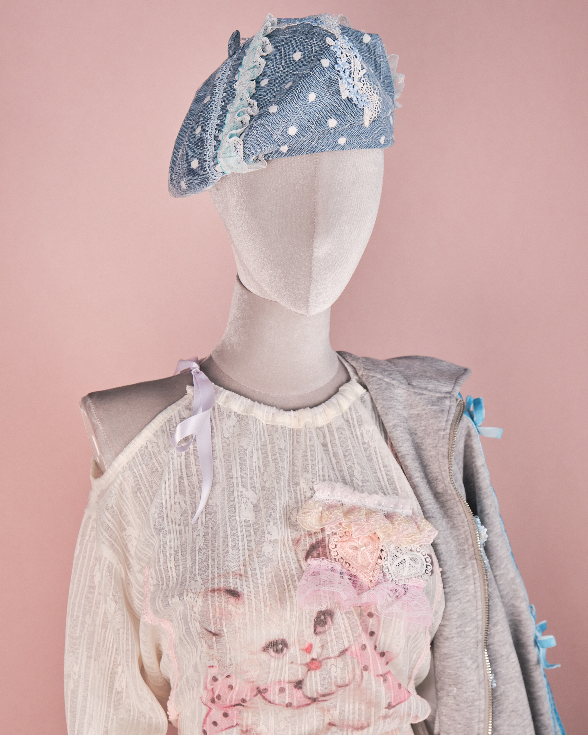 11278 Patchwork Laced Tweed Beret