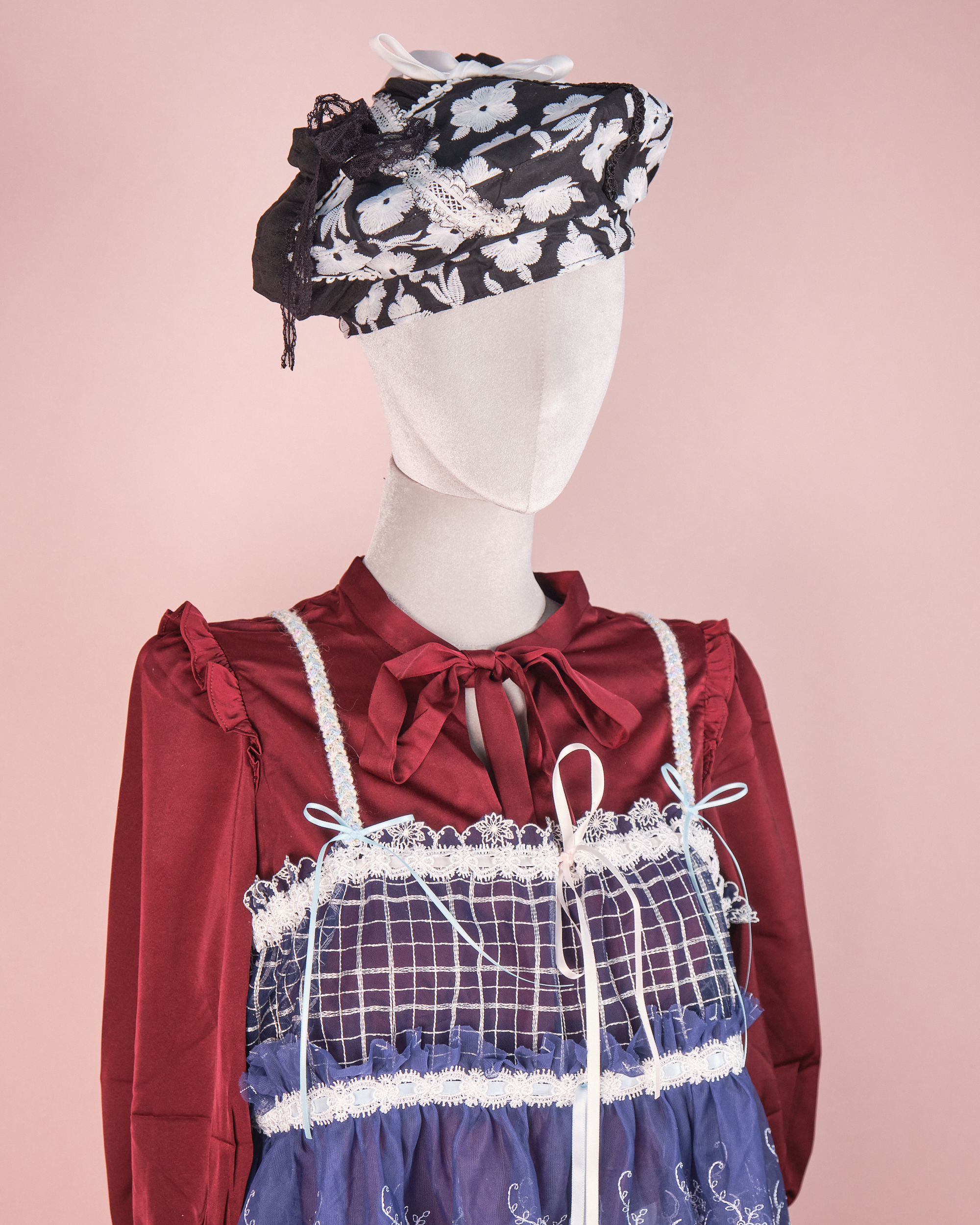 11281 Patchwork Laced Tweed Beret