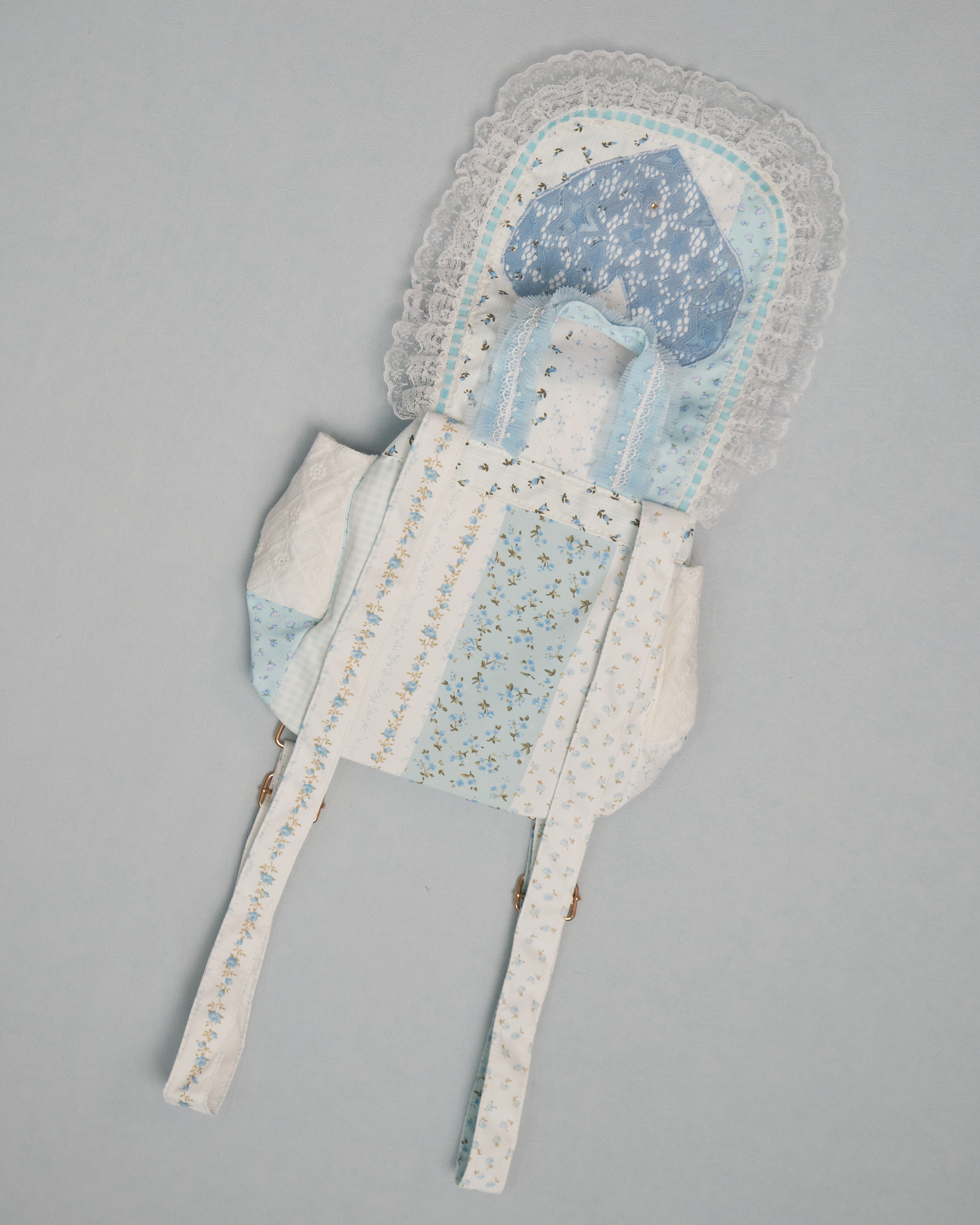 11274 Patchwork Laced Ruffle Canvas Backbag