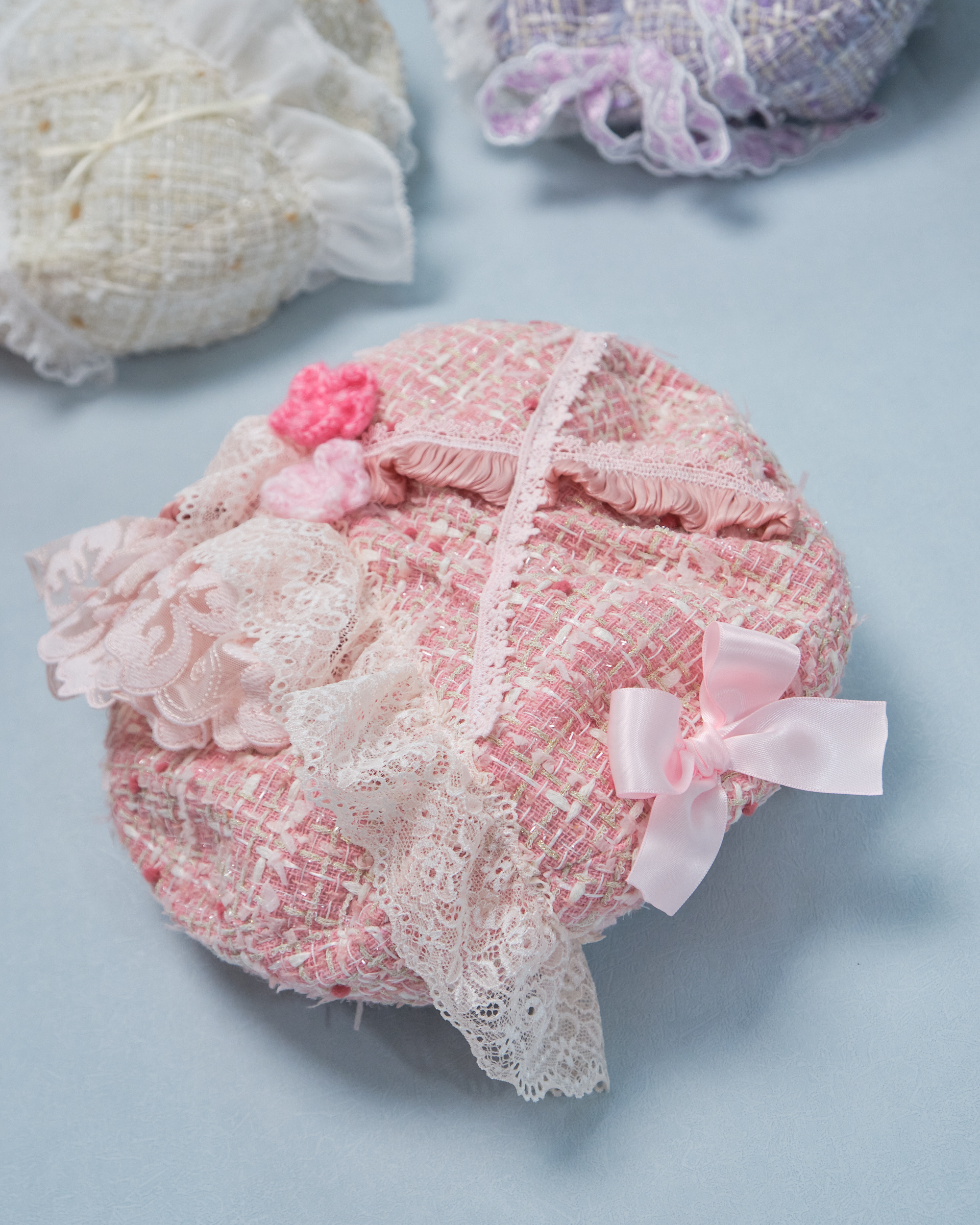 11276 Patchwork Laced Tweed Beret