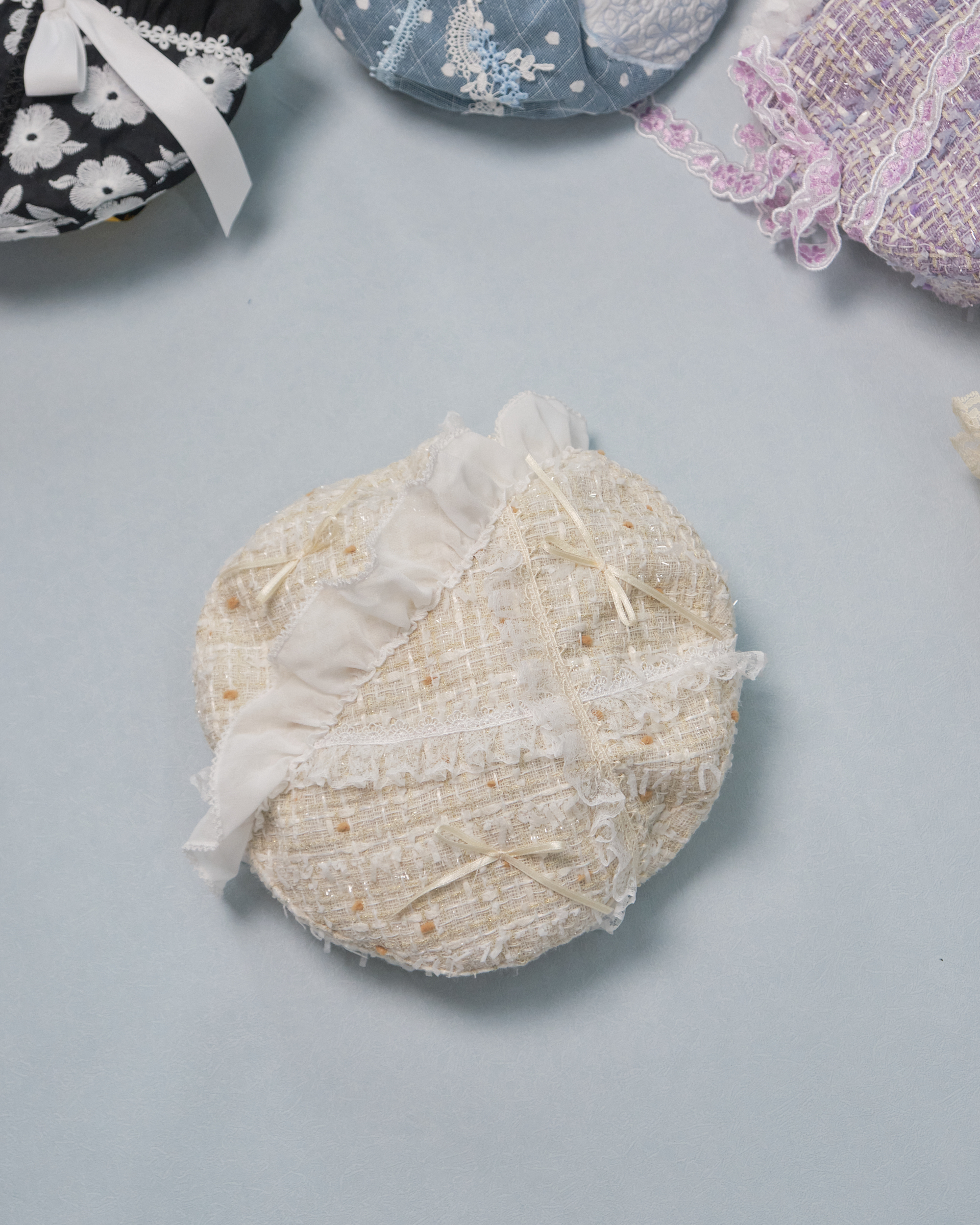 11279 Patchwork Laced Tweed Beret