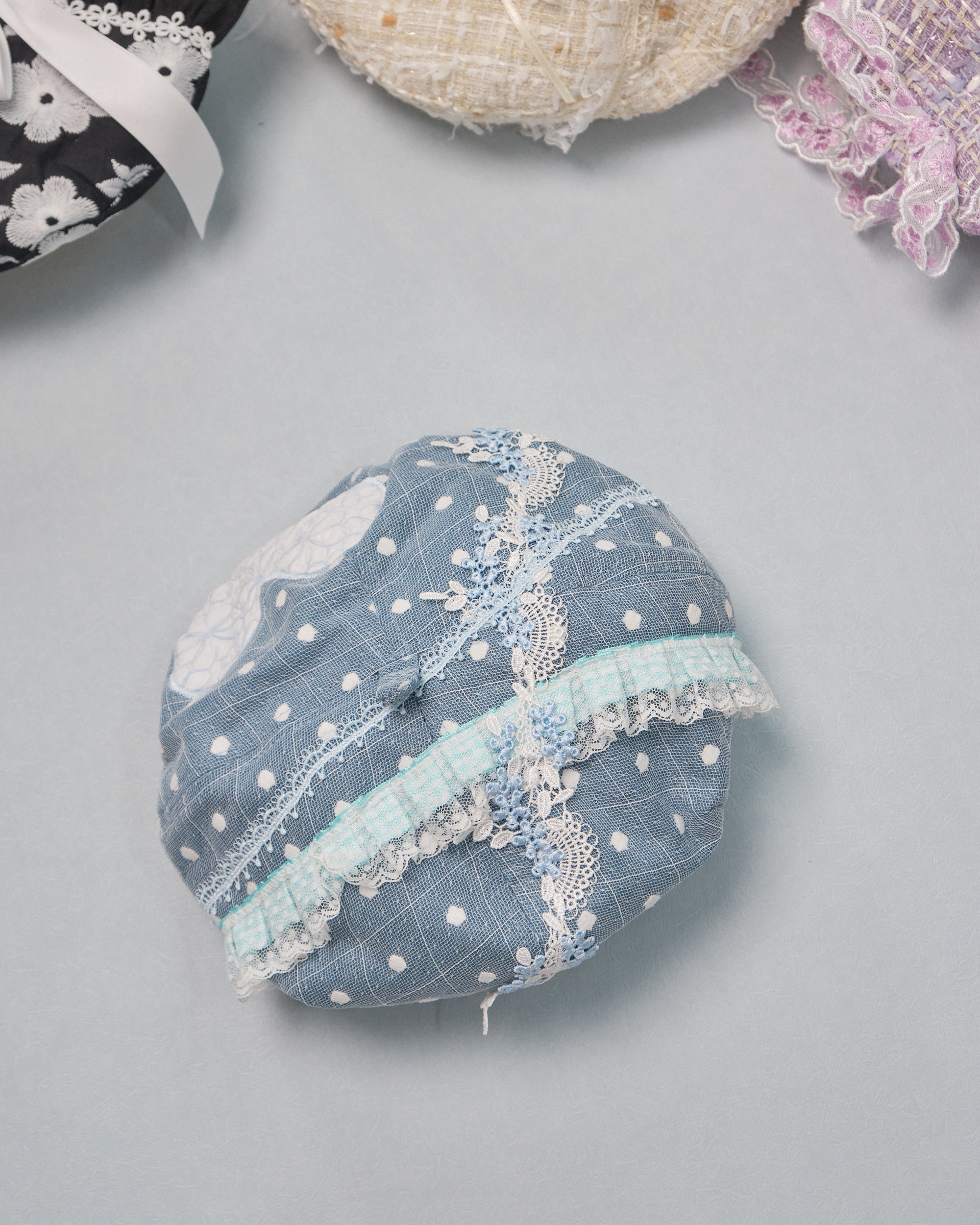 11278 Patchwork Laced Tweed Beret