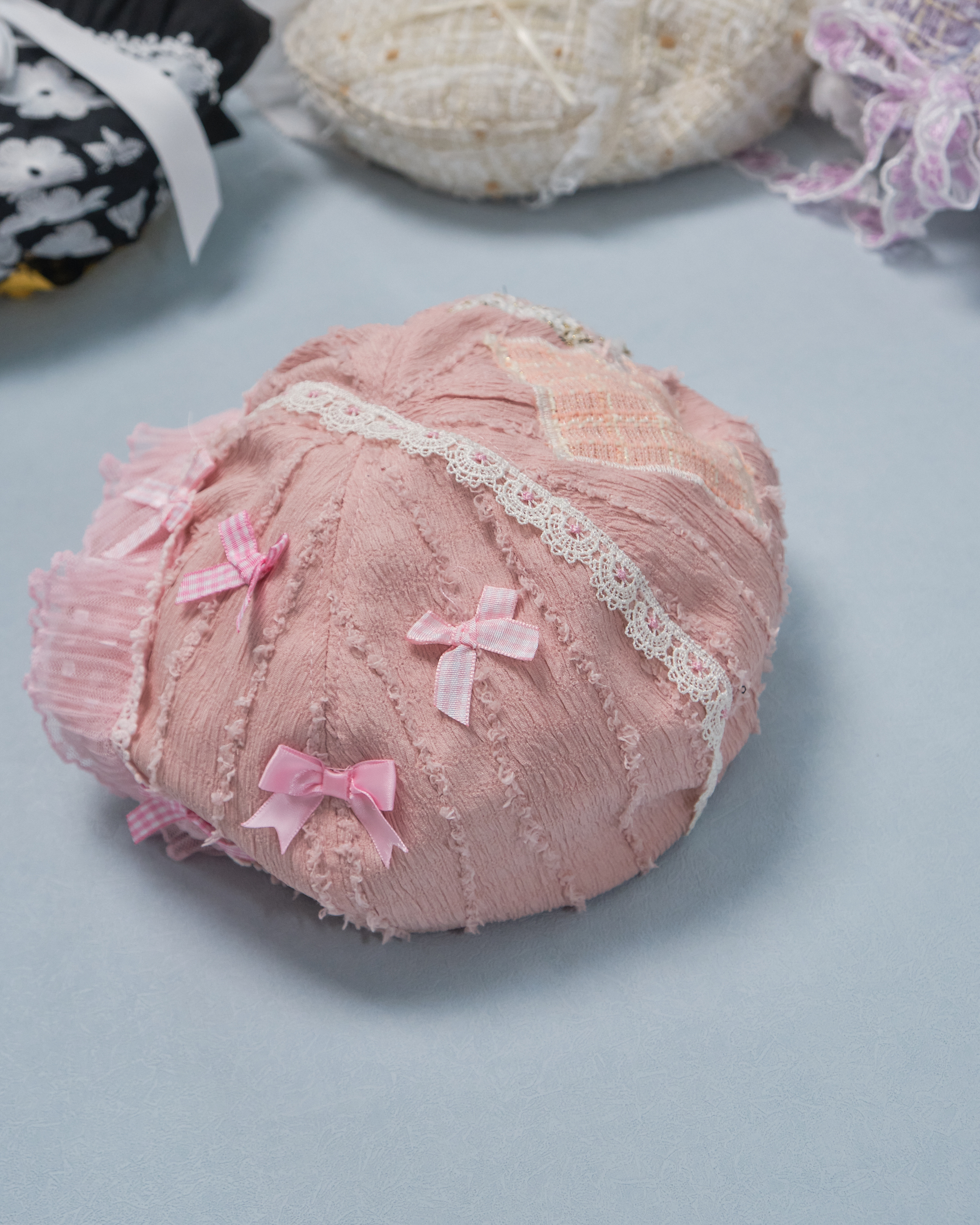 11277 Patchwork Laced Tweed Beret